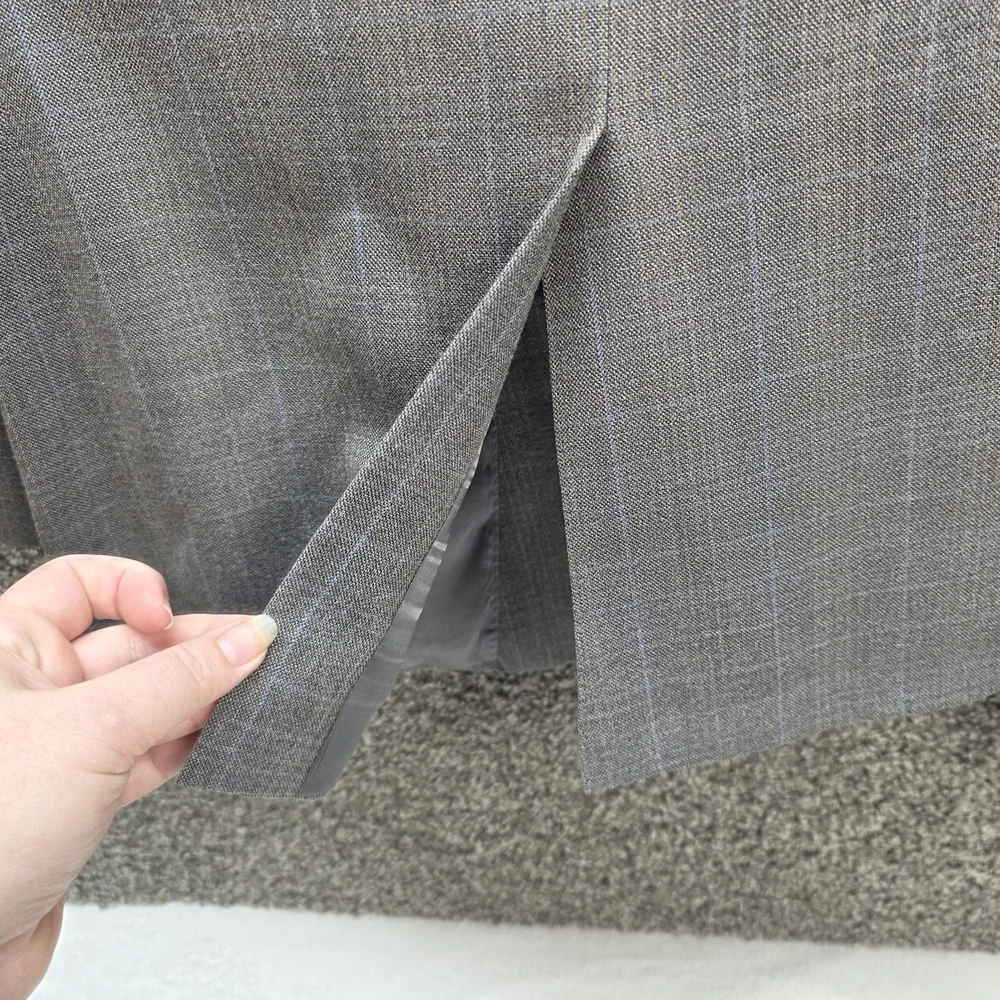 Jos A Bank‎ Blazer Mens 43R Gray Plaid Windowpane Silk Wool Blend Classic Preppy